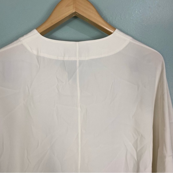 Lafayette 148 Silk Blouse Button Up Short Sleeve Cream Sz S‎ - Picture 6 of 7